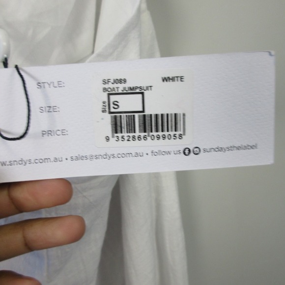 SNDYS Boat Jumpsuit Women S White 100% Cotton Halter Bow Cutout Preppy Chic 318 - Picture 6 of 12